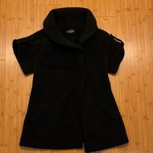 Topshop Black Short-Sleeve Cape Coat